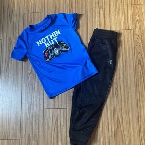 Under Armour Kids Blue Graphic T-Shirt and Black Joggers